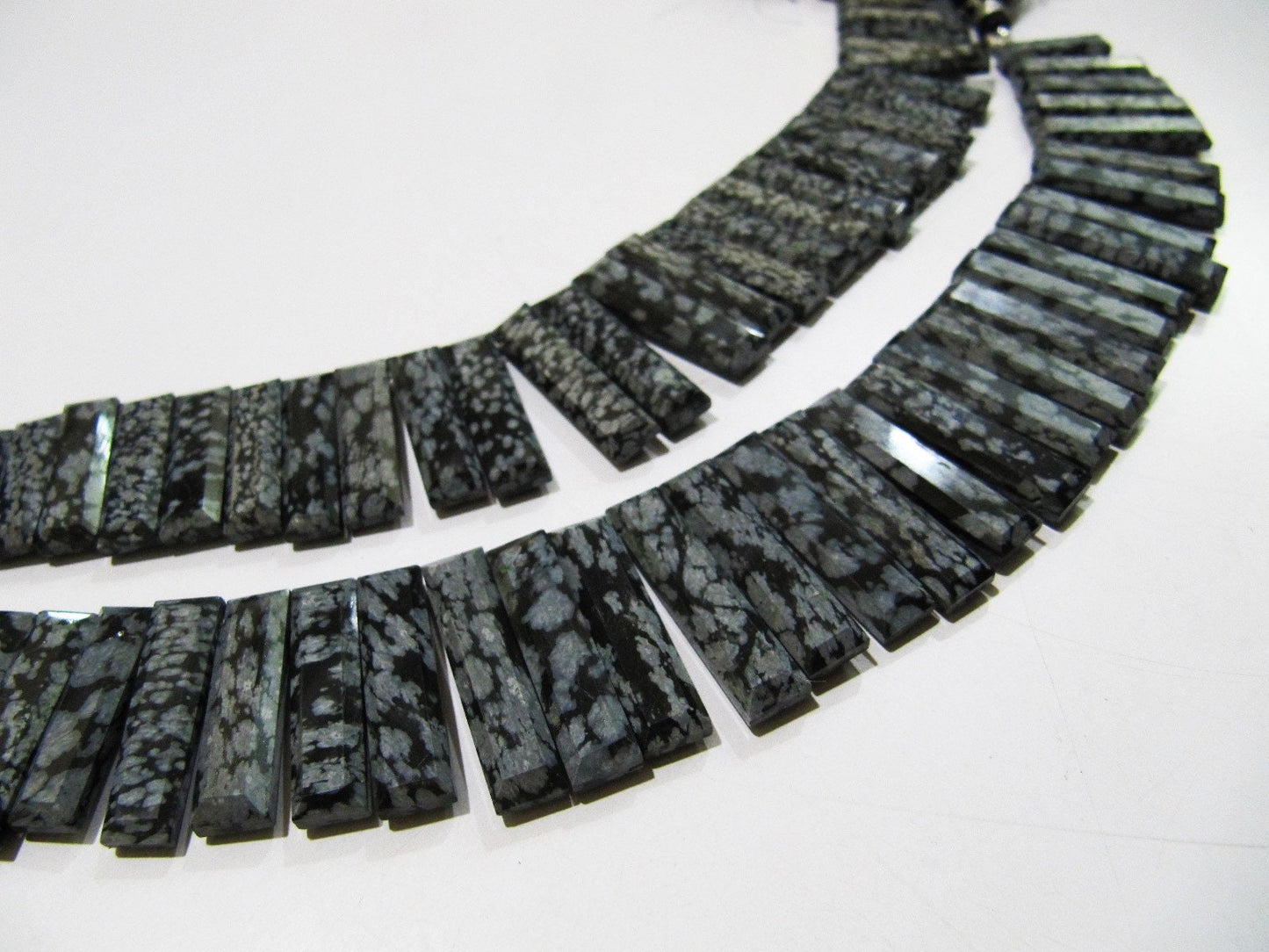 Natural Black Obsidian Long Baguette Shape Beads, Side Drilled Briolette Beads Size 25 to 30 mm long, Strand 8 inches Graduated Beads