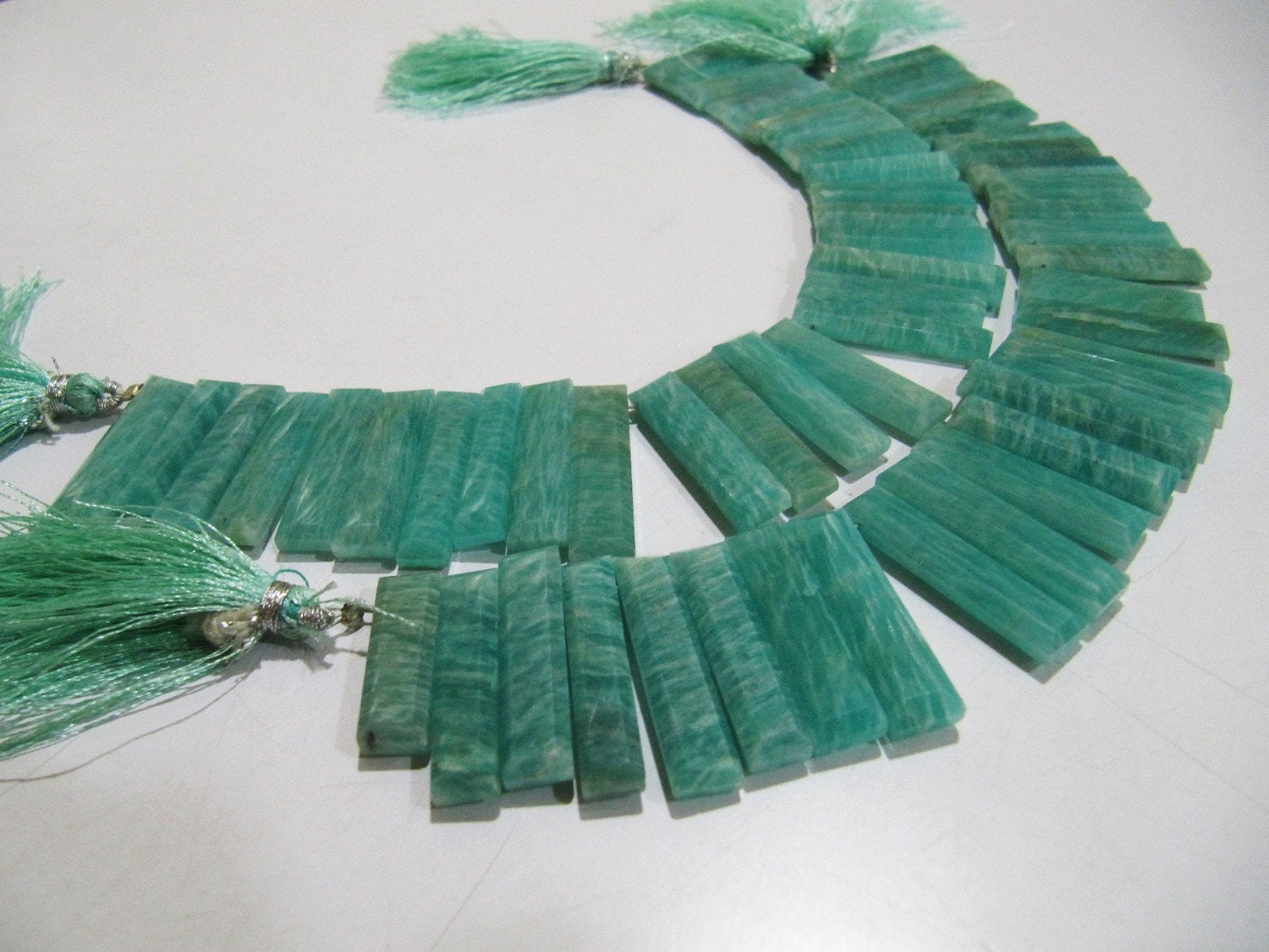 Natural Amazonite Long Baguette Shape Beads, Side Drilled Briolette Beads Size 15 to 20mm long, Strand 8 inches Graduated Beads