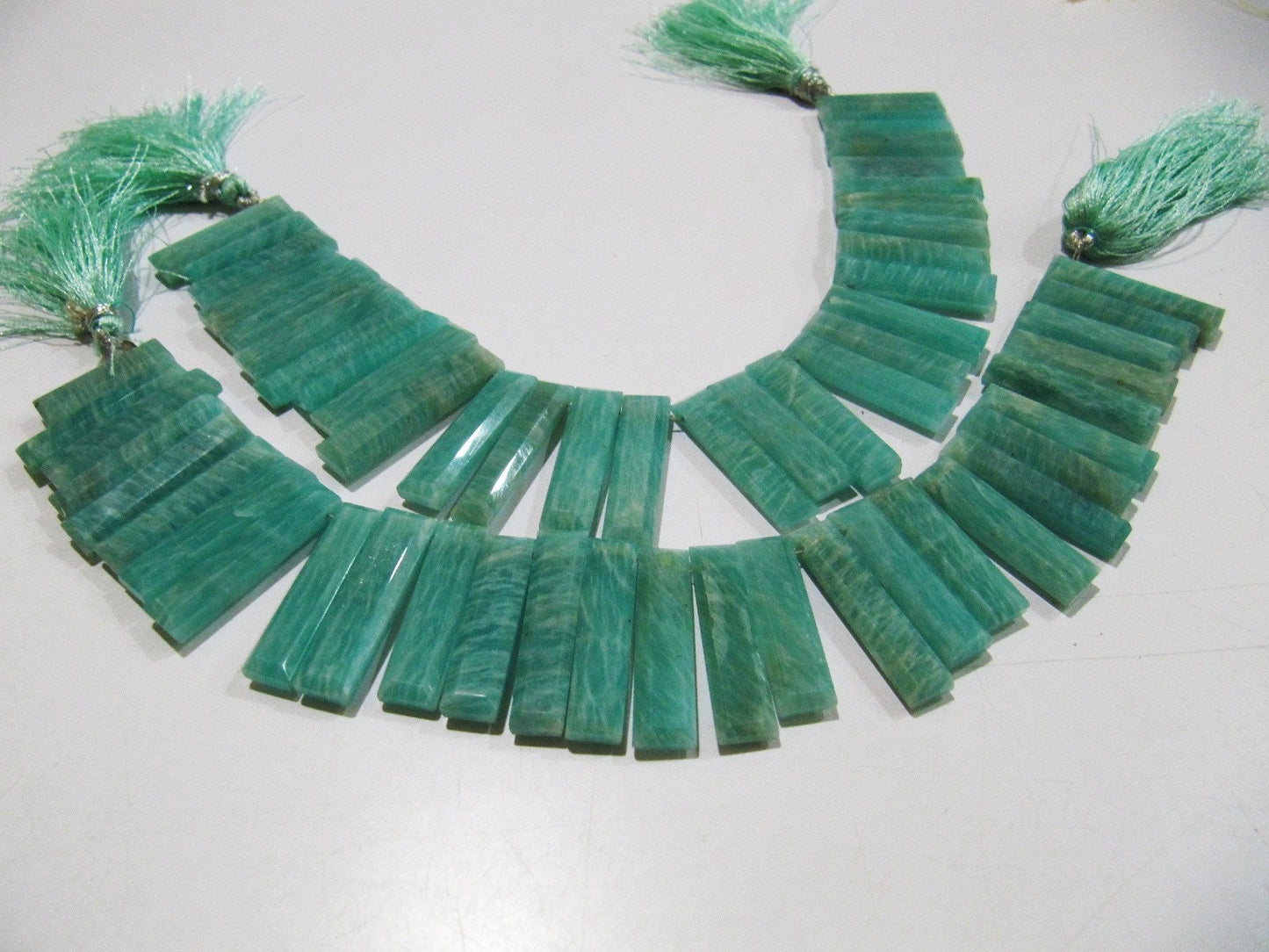 Natural Amazonite Long Baguette Shape Beads, Side Drilled Briolette Beads Size 15 to 20mm long, Strand 8 inches Graduated Beads