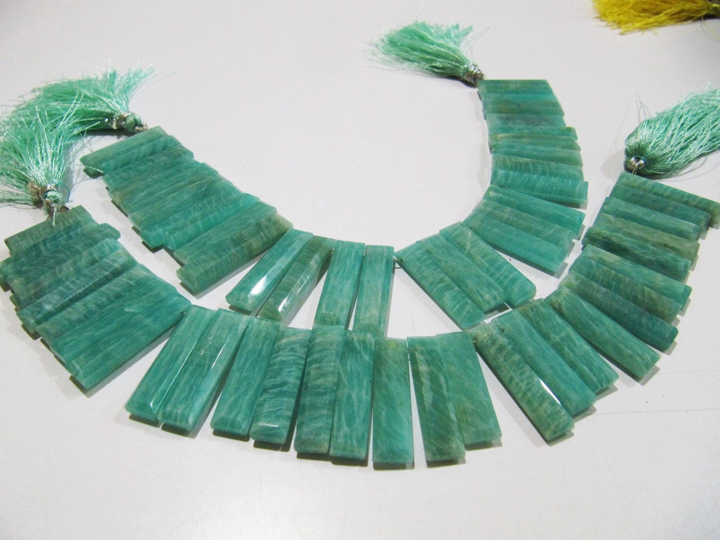 Natural Amazonite Long Baguette Shape Beads, Side Drilled Briolette Beads Size 15 to 20mm long, Strand 8 inches Graduated Beads