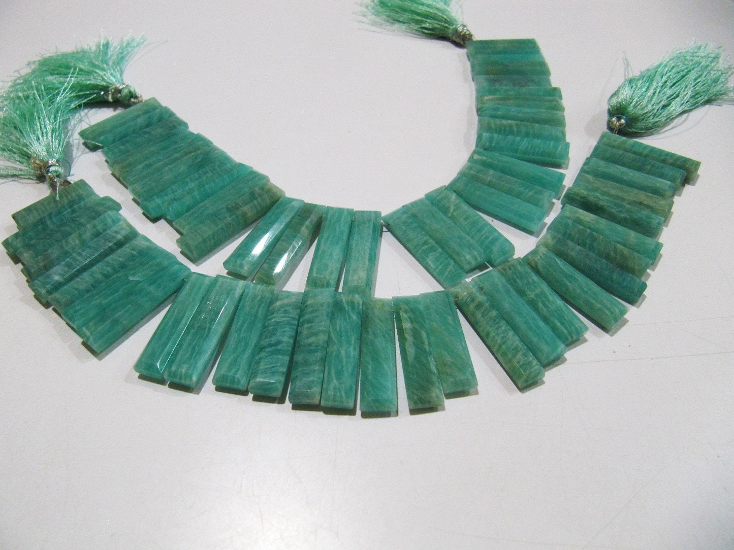 Natural Amazonite Long Baguette Shape Beads, Side Drilled Briolette Beads Size 15 to 20mm long, Strand 8 inches Graduated Beads