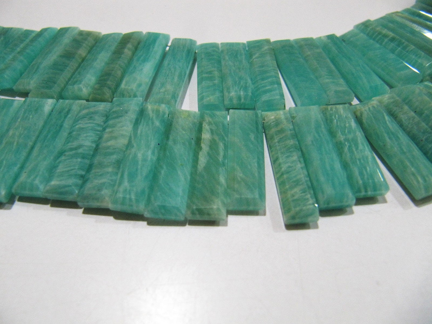 Natural Amazonite Long Baguette Shape Beads, Side Drilled Briolette Beads Size 15 to 20mm long, Strand 8 inches Graduated Beads