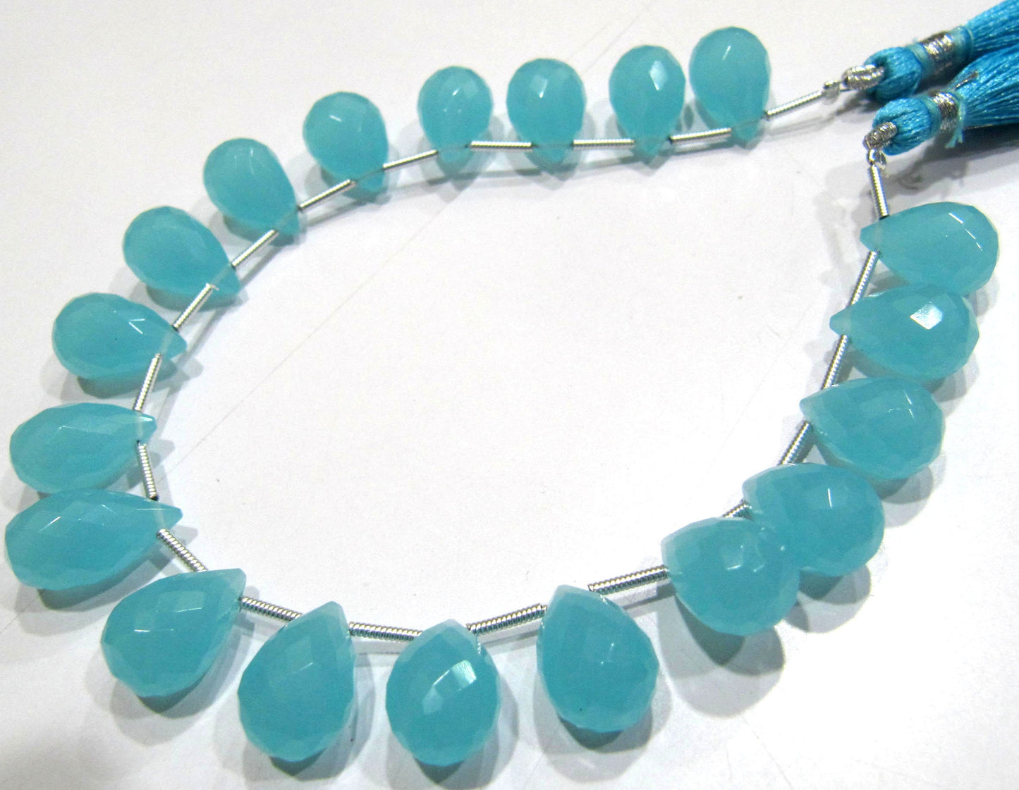 Aqua Chalcedony 10x14mm Tear Drop  Top Quality Gemstone Briolette Beads Jewelry Making Beads Strand 8 Inches Sold Per Strand