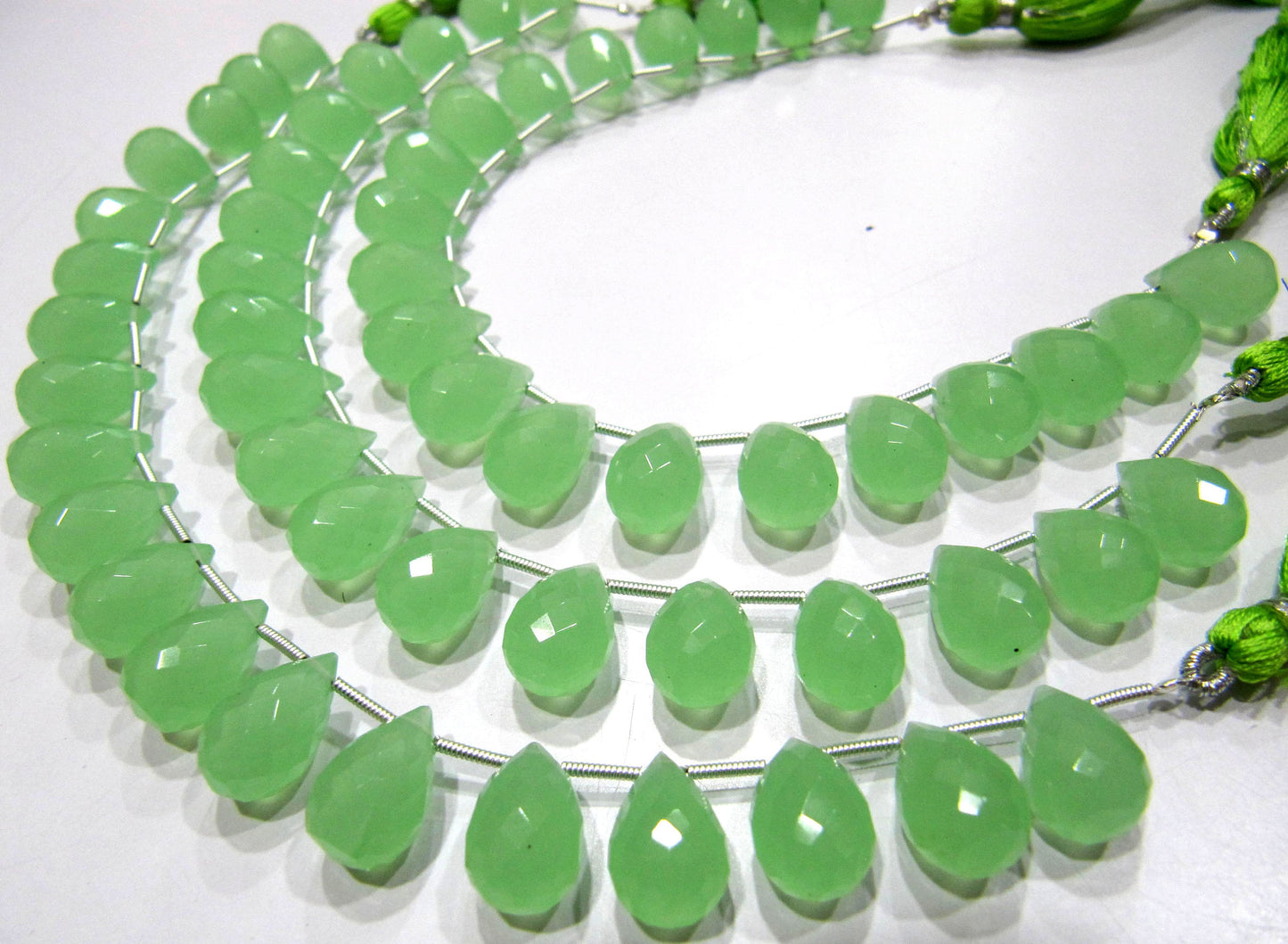Green Chalcedony 10x14mm Tear Drop  Quartz Top Quality Gemstone Briolette Beads Jewelry Making Beads Strand 8 Inches Sold Per Strand