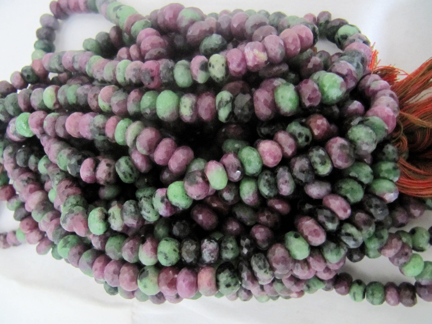 Natural Genuine Ruby Zoisite Rondelle Faceted Beads Size 7-8mm Size Strand 8 inches Gemstone Beads Sold Per Strand Jewelry Making Beads