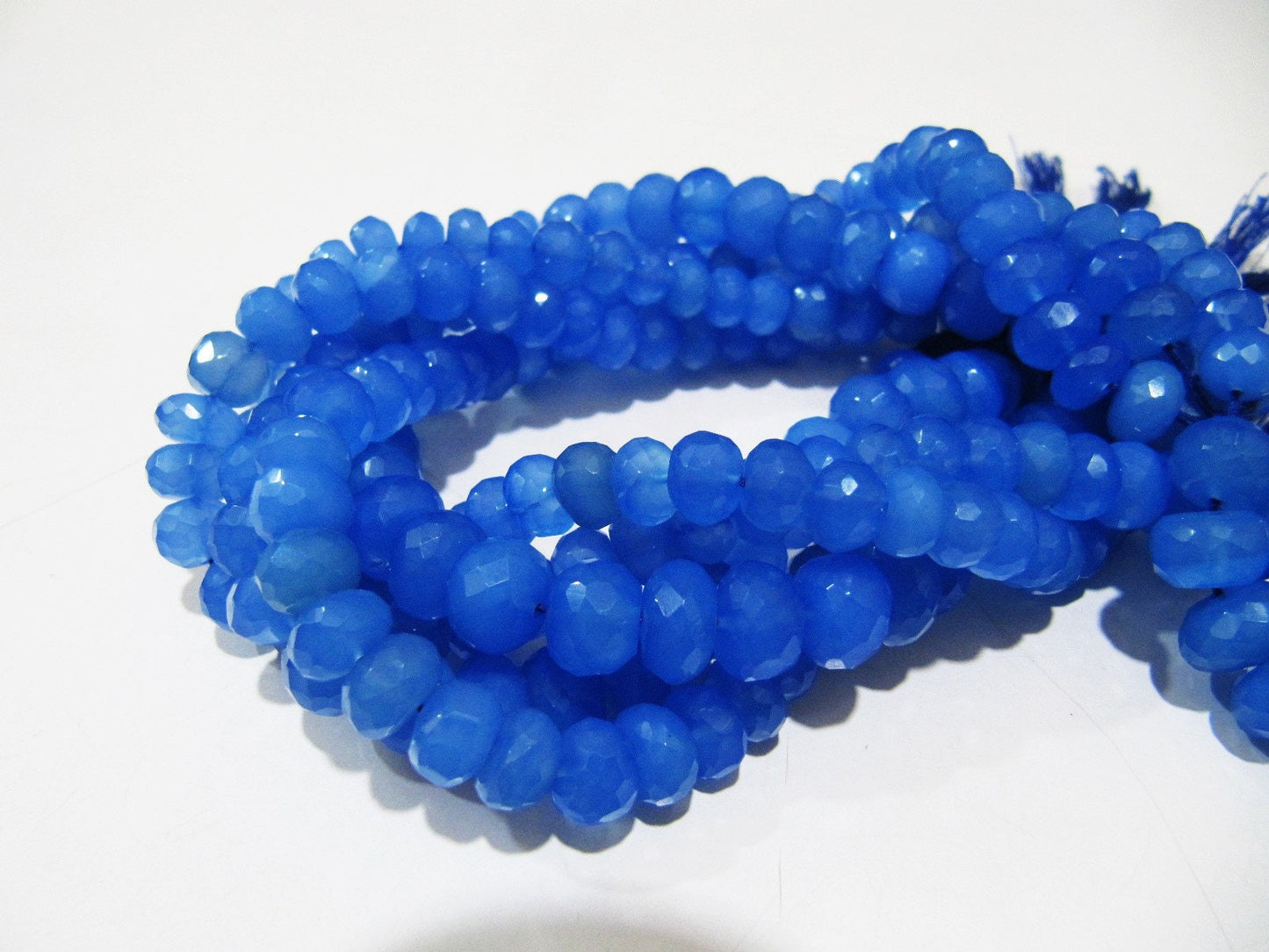 Natural Blue Chalcedony Beads Rondelle Faceted Beads Blue Onyx Beads Size 8 to 12 mm You Choose Strand 10 inches Long gemstone Beads