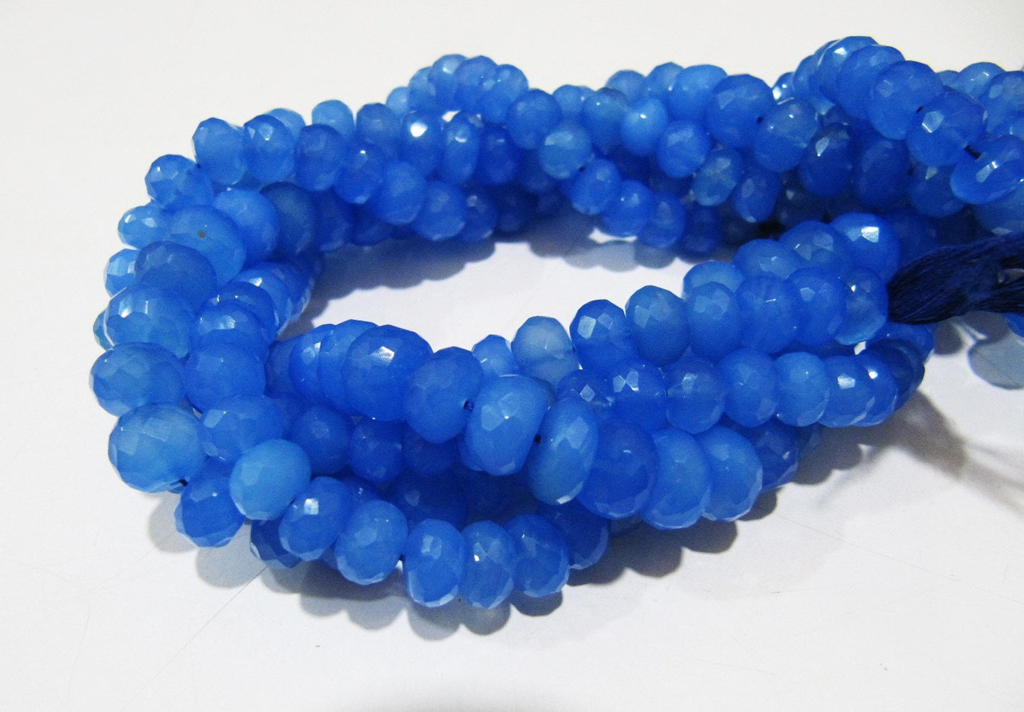 Natural Blue Chalcedony Beads Rondelle Faceted Beads Blue Onyx Beads Size 8 to 12 mm You Choose Strand 10 inches Long gemstone Beads