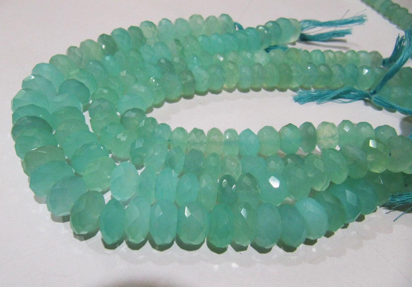 Natural Aqua Blue Chalcedony Far Size Beads Rondelle Faceted Size 9-10 mm You Choose Strand 10inches Long gemstone Beads