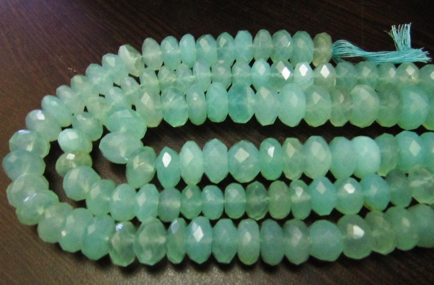 Natural Aqua Blue Chalcedony Far Size Beads Rondelle Faceted Size 9-10 mm You Choose Strand 10inches Long gemstone Beads