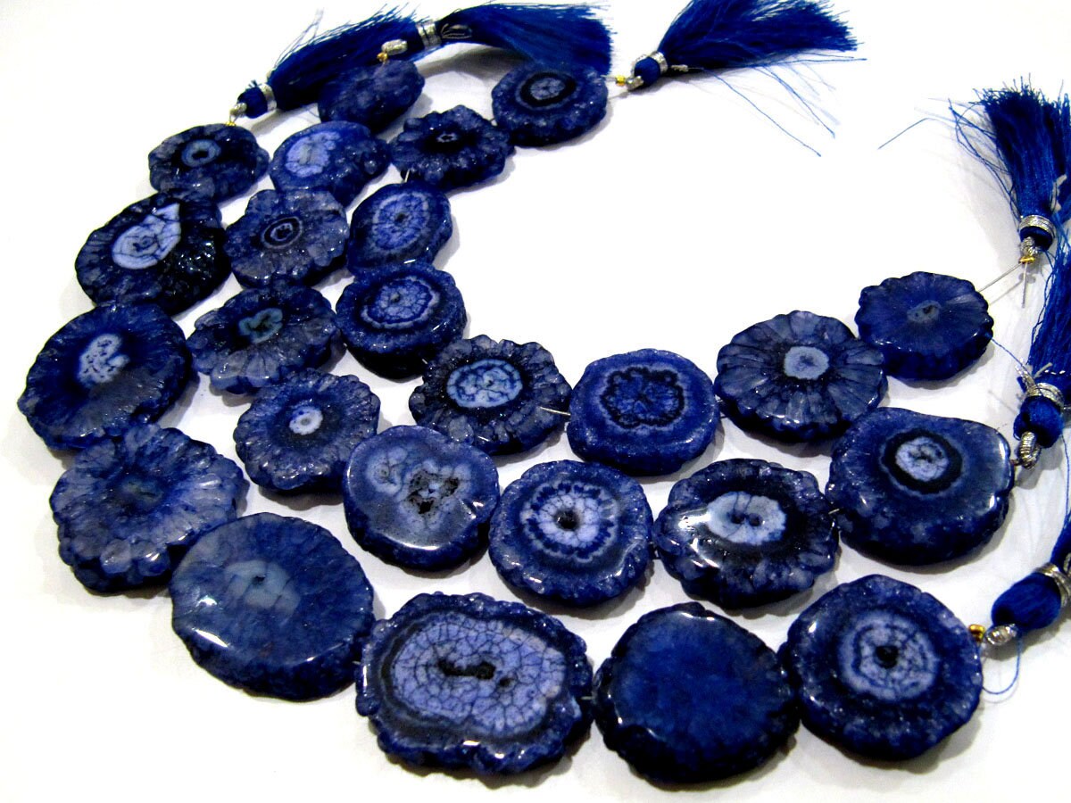 Blue Sapphire Solar Quartz Beads Size 20-25mm Dark Blue Color Fancy Shape Strand Length 8-9 Inches Long Jewelry Making Beads Wholesale Rates