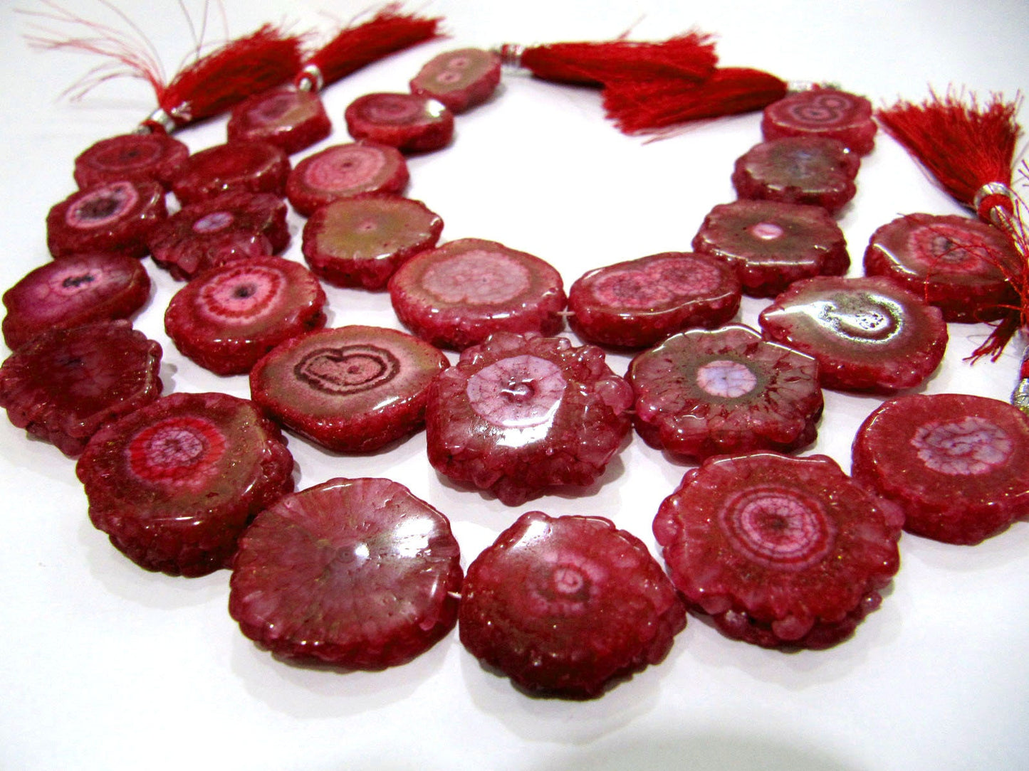 Awesome Red Solar Quartz Beads Size 25mm Ruby Dark Color Fancy Shape Strand Length 10 Inches Long For Jewelry Making Beads Wholesale Prices
