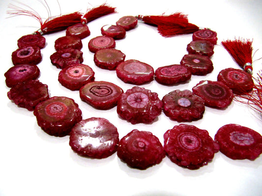 Awesome Red Solar Quartz Beads Size 25mm Ruby Dark Color Fancy Shape Strand Length 10 Inches Long For Jewelry Making Beads Wholesale Prices