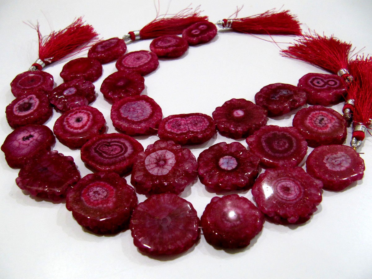 Awesome Red Solar Quartz Beads Size 25mm Ruby Dark Color Fancy Shape Strand Length 10 Inches Long For Jewelry Making Beads Wholesale Prices