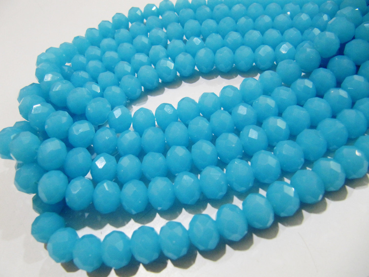 Aqua Chalcedony 8mm Rondelle Faceted Beads 70 to 75 Beads approx per Strand Hydro Quartz Blue Color Beads