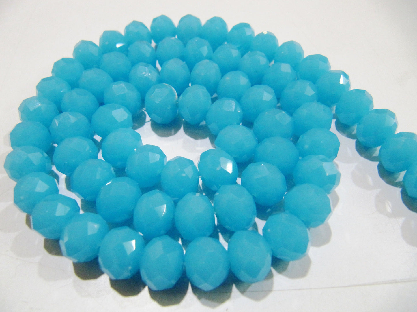 Aqua Chalcedony 8mm Rondelle Faceted Beads 70 to 75 Beads approx per Strand Hydro Quartz Blue Color Beads