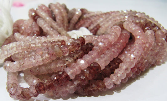 Genuine Best Quality Strawberry Quartz Beads Sizes 4mm Rondelle Micro faceted String 13inch long Sold per string Wholesale Prices