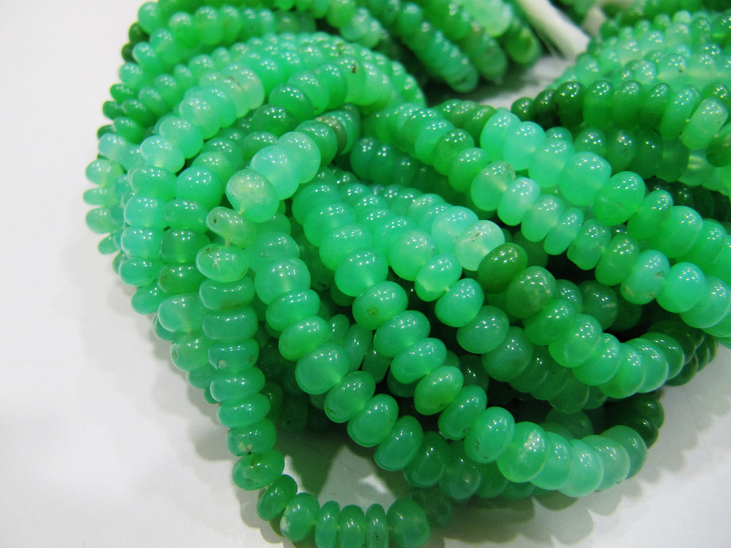 Natural Chrysoprase  Shaded Smooth Plain Rondelle Beads Size 6-7mm Strand 8 Inches Long Beads Jewelry Making Gemstone Beads Top Quality
