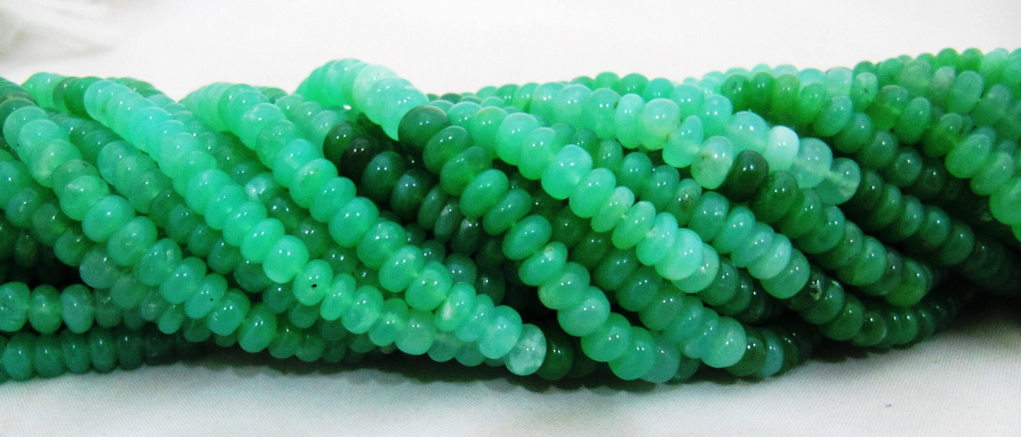 Natural Chrysoprase  Shaded Smooth Plain Rondelle Beads Size 6-7mm Strand 8 Inches Long Beads Jewelry Making Gemstone Beads Top Quality