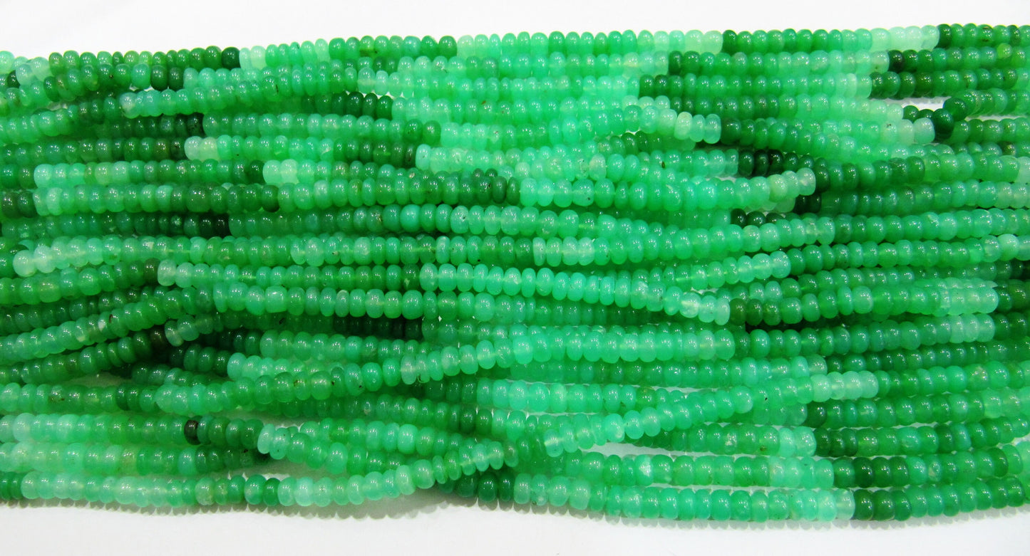 Natural Chrysoprase  Shaded Smooth Plain Rondelle Beads Size 6-7mm Strand 8 Inches Long Beads Jewelry Making Gemstone Beads Top Quality