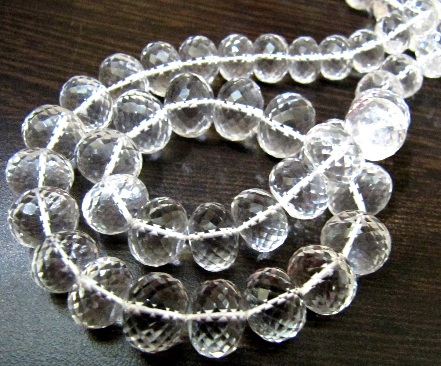 Natural Rock Crystal Rondelle Micro Faceted Beads Size 9 to 14 mm  Graduated Beads Strand  8 inches long Jewelry Making Gemstone Beads