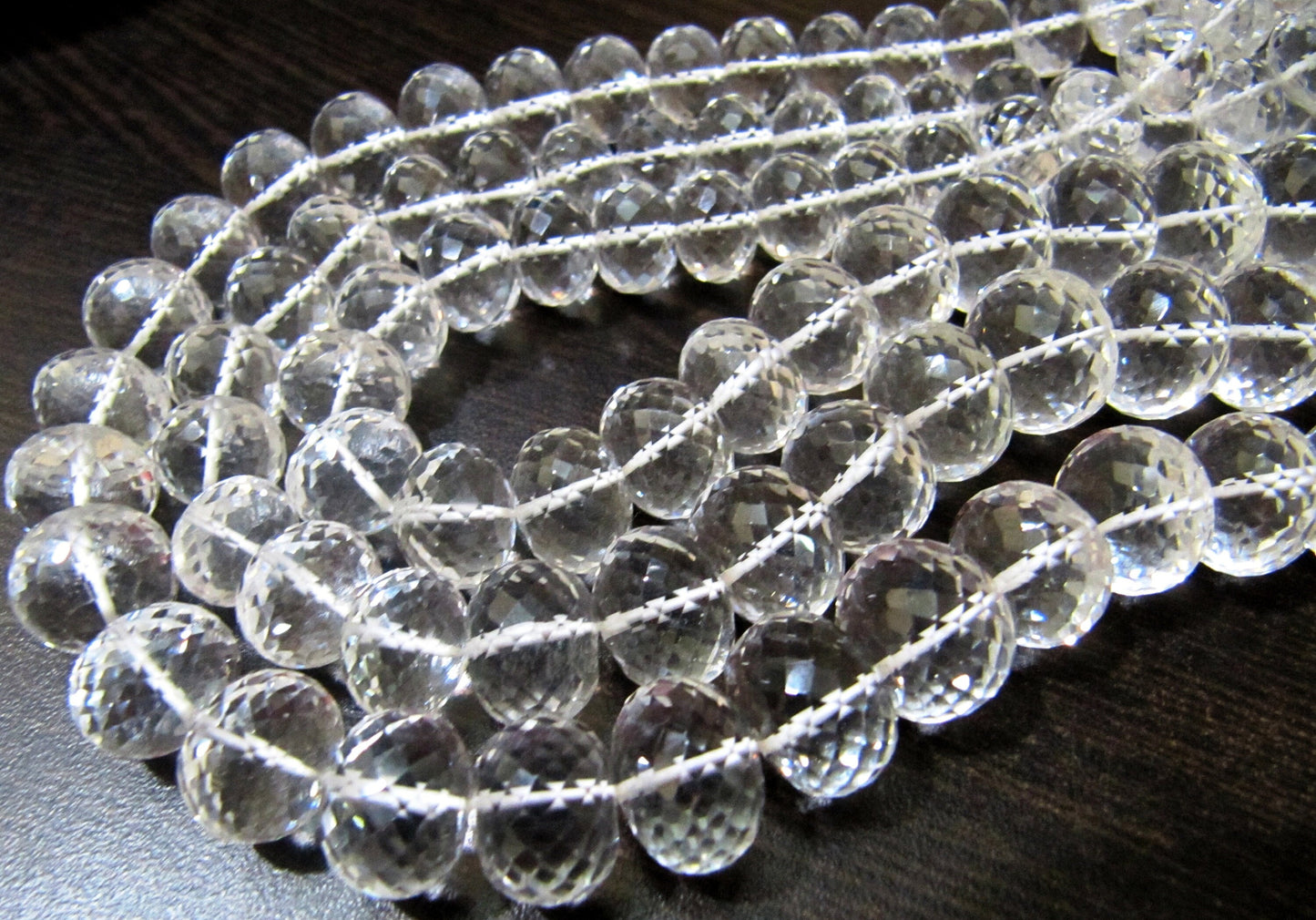 Natural Rock Crystal Rondelle Micro Faceted Beads Size 9 to 14 mm  Graduated Beads Strand  8 inches long Jewelry Making Gemstone Beads