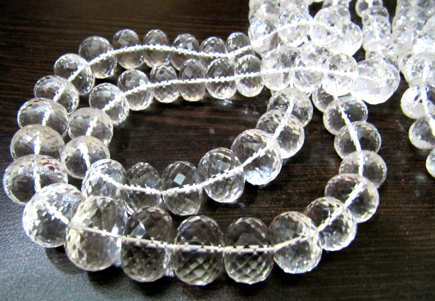 Natural Rock Crystal Rondelle Micro Faceted Beads Size 9 to 14 mm  Graduated Beads Strand  8 inches long Jewelry Making Gemstone Beads
