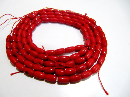 Smooth Tube Shape Gorgeous Red Coral Beads, Size 4x7mm available, sold per string 16 inches Long, Italian Red Coral AAA Quality Gemstones