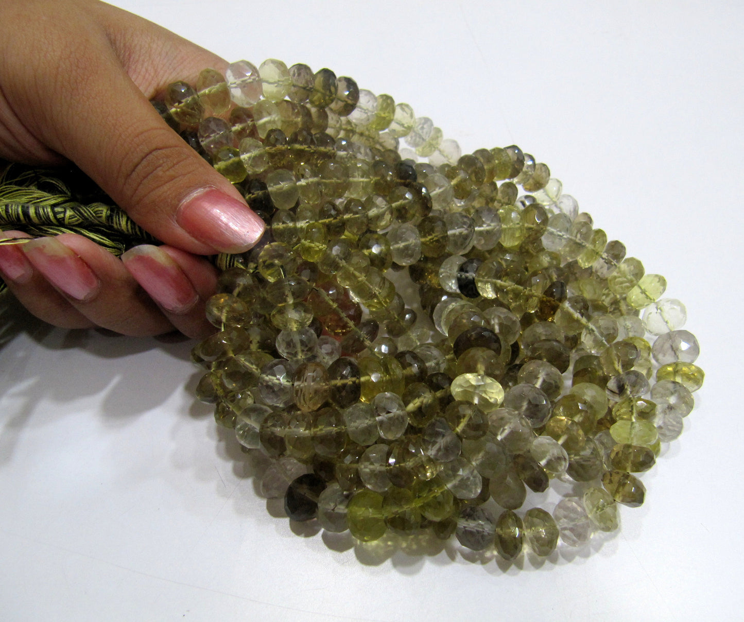 High Quality Natural Bio Lemon Quartz Rondelle Faceted Beads, Large Shaded Beads Size 8-10mm Available Sold per String 10 inches Long