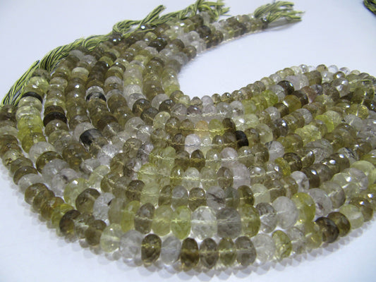 High Quality Natural Bio Lemon Quartz Rondelle Faceted Beads, Large Shaded Beads Size 8-10mm Available Sold per String 10 inches Long
