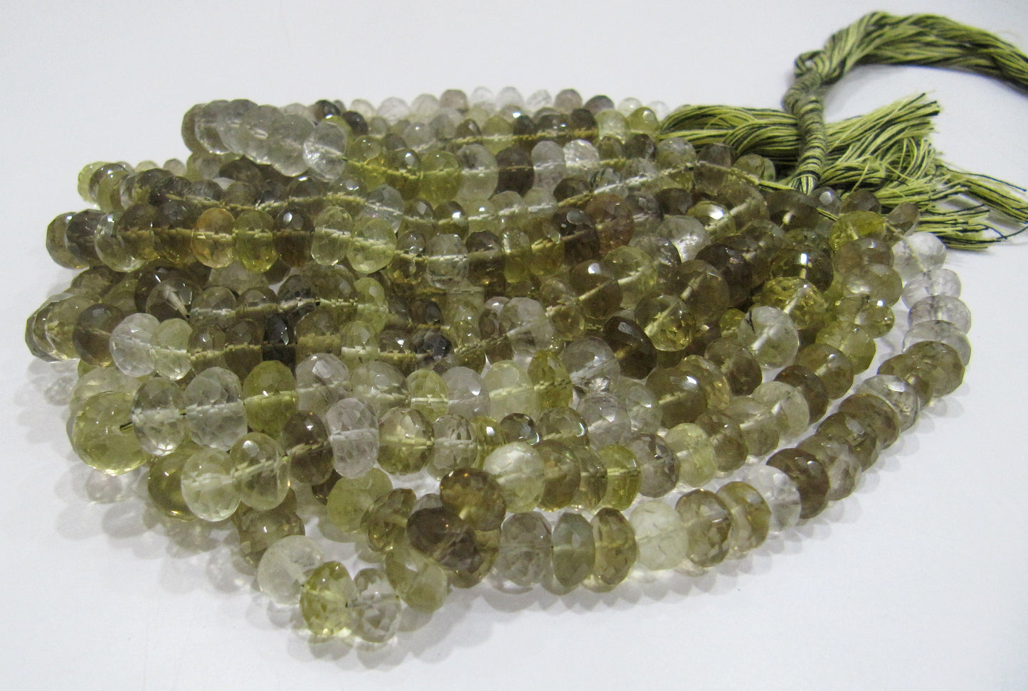 High Quality Natural Bio Lemon Quartz Rondelle Faceted Beads, Large Shaded Beads Size 8-10mm Available Sold per String 10 inches Long