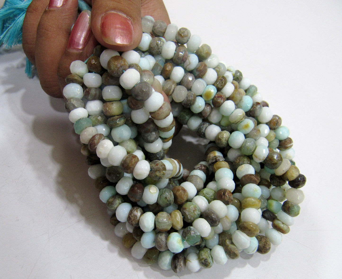 Natural Peruvian Opal Rondelle faceted Beads 6mm best Quality Beads Strand 10 inches Long Jewelry making gemstone beads
