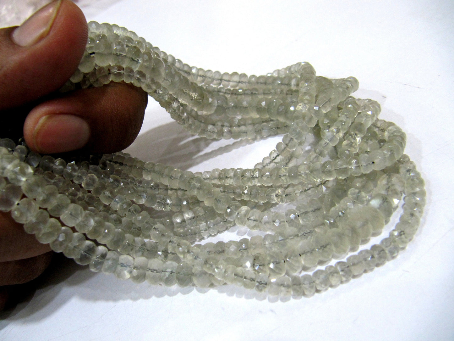 Natural Ceylon Moonstone Rondelle Faceted Beads 5mm Strand 7 inches long Best Quality White gemstone  Beads Wholesale Prices