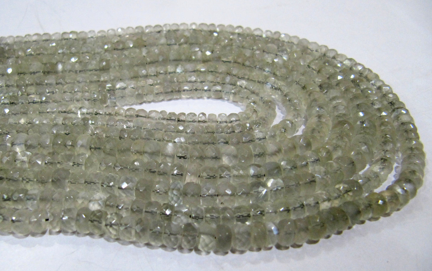 Natural Ceylon Moonstone Rondelle Faceted Beads 5mm Strand 7 inches long Best Quality White gemstone  Beads Wholesale Prices