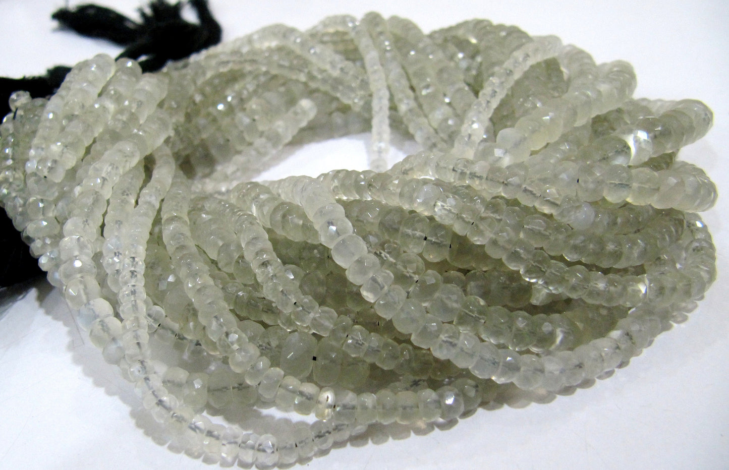 Natural Ceylon Moonstone Rondelle Faceted Beads 5mm Strand 7 inches long Best Quality White gemstone  Beads Wholesale Prices