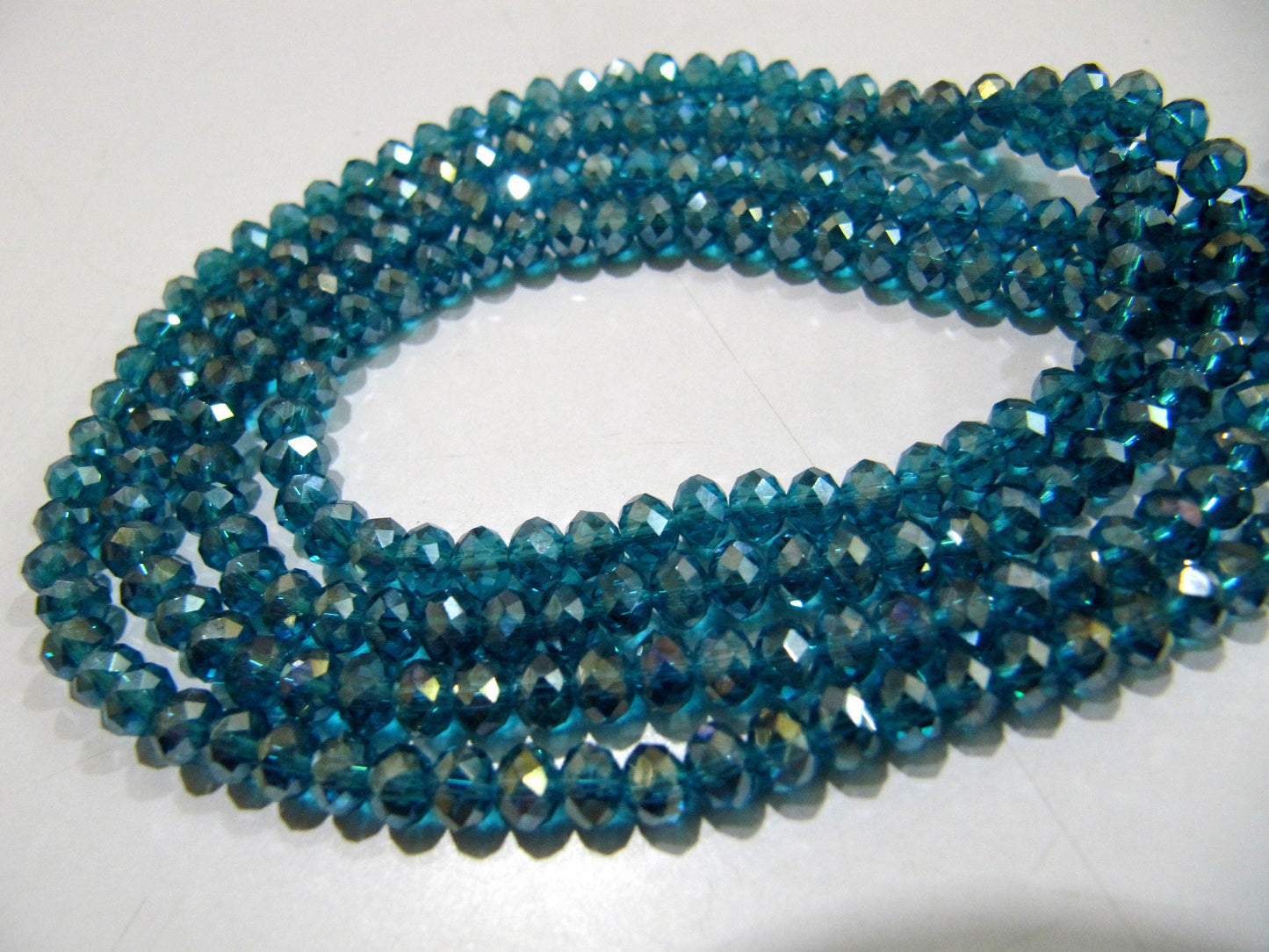 Blue Topaz  Mystic AB Coated Color Hydro Quartz Beads / 4 mm Rondelle Faceted Beads , Jewelry Making Coated Crystal Beads