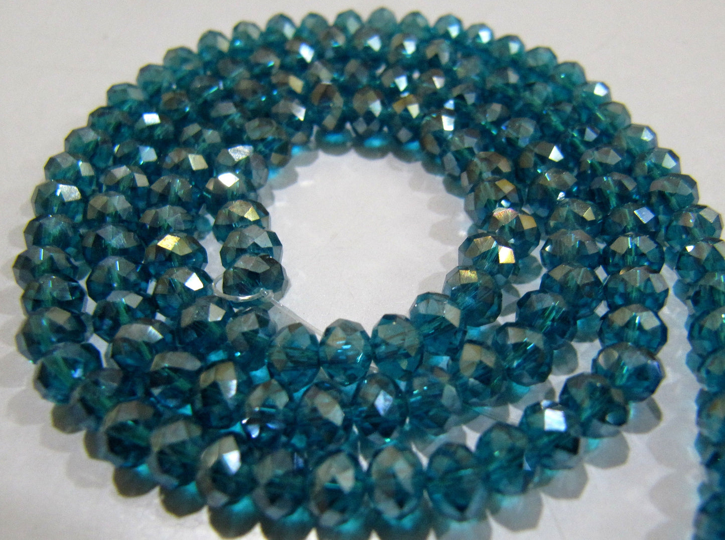 Blue Topaz  Mystic AB Coated Color Hydro Quartz Beads / 4 mm Rondelle Faceted Beads , Jewelry Making Coated Crystal Beads
