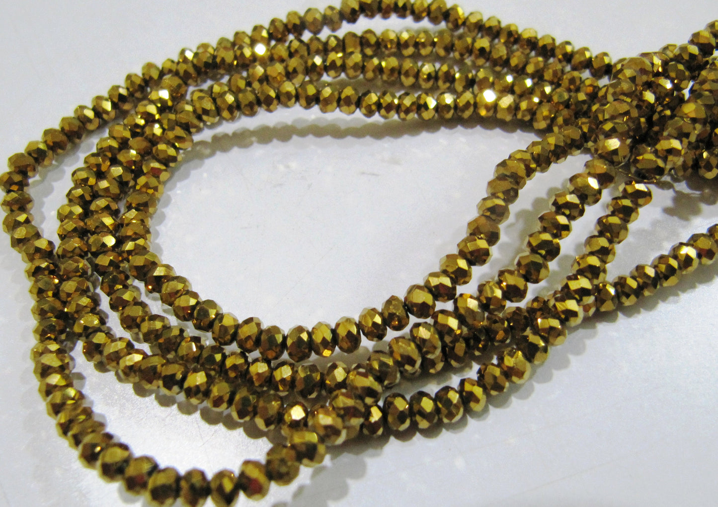 3 Strings - AAA Quality Crystal Glass Golden Pyrite Color Beads Rondelle Faceted Size 3mm Coated Golden Color Beads Jewelry making beads