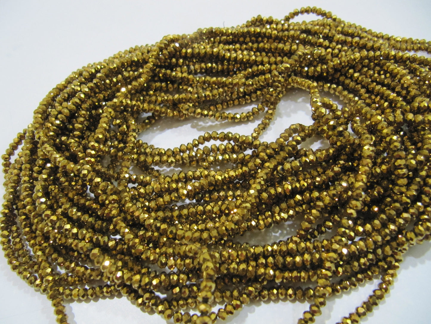 3 Strings - AAA Quality Crystal Glass Golden Pyrite Color Beads Rondelle Faceted Size 3mm Coated Golden Color Beads Jewelry making beads