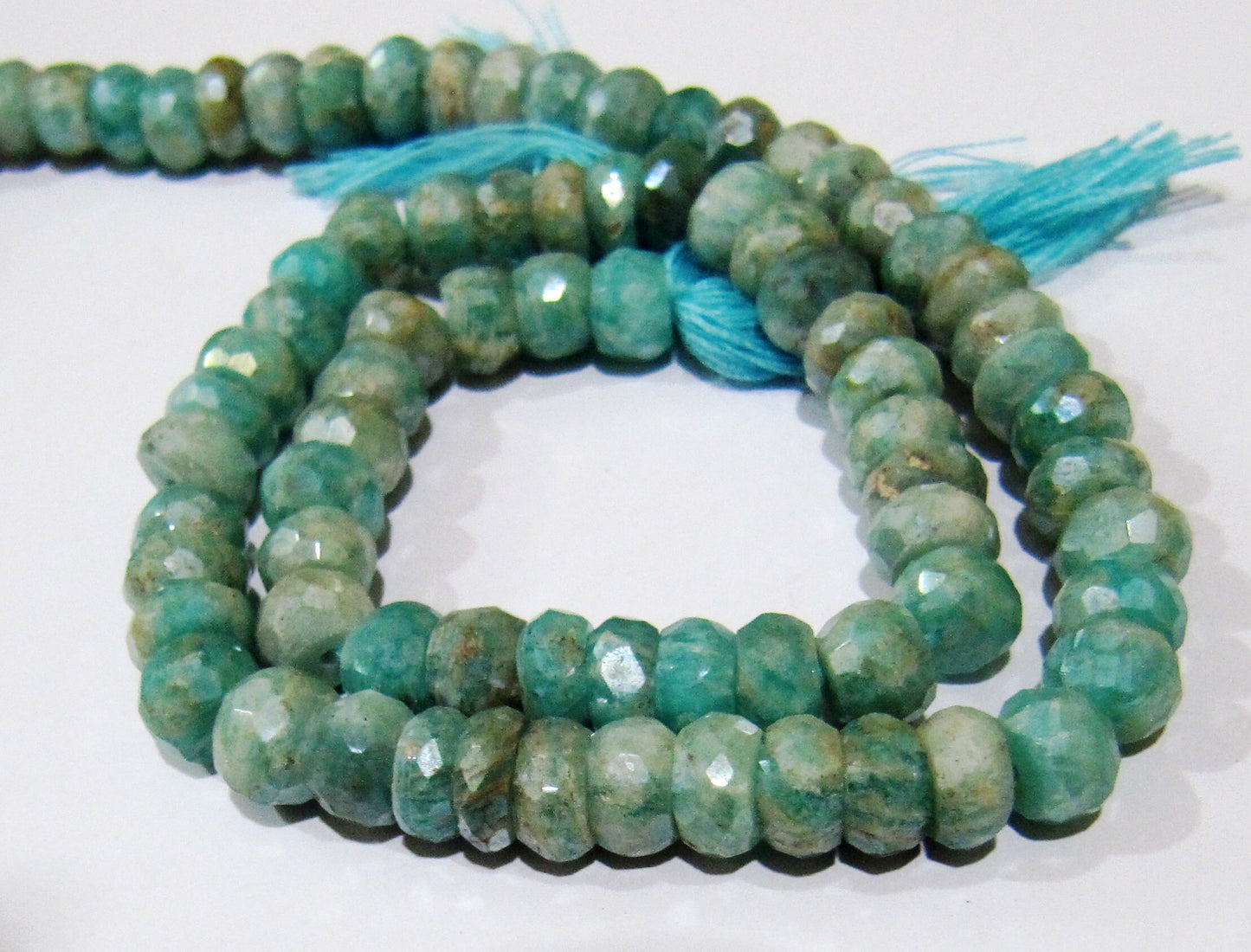 Natural Amazonite Rondelle Faceted  Silver AB Mystic Coated 6-7mm Gemstone Beads Strand 13 inches long High Quality Wholesale Prices