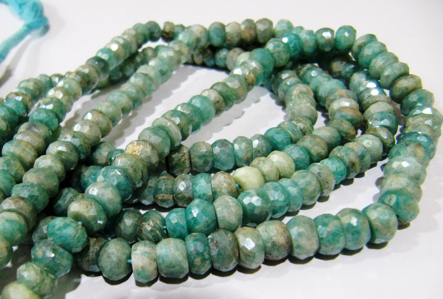 Natural Amazonite Rondelle Faceted  Silver AB Mystic Coated 6-7mm Gemstone Beads Strand 13 inches long High Quality Wholesale Prices