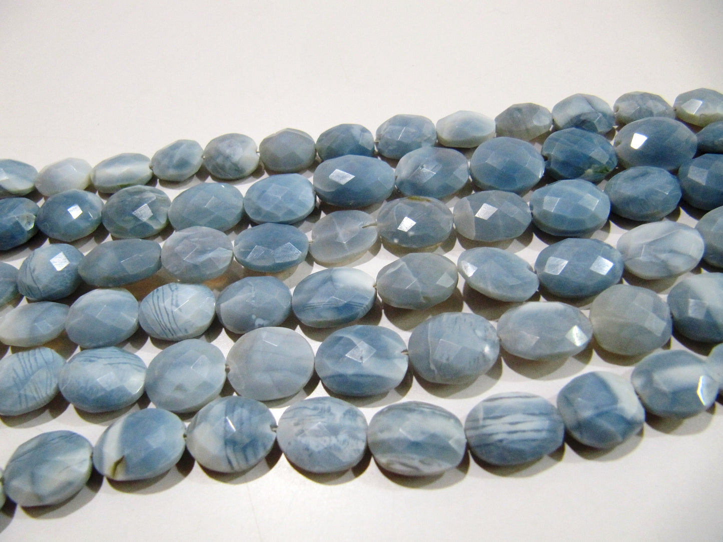 Natural Blue Opal Briolette Oval Faceted Beads 10x12mm to 12x15mm Size Sold per Strand 8 inches Long Top and Finesh Quality beads