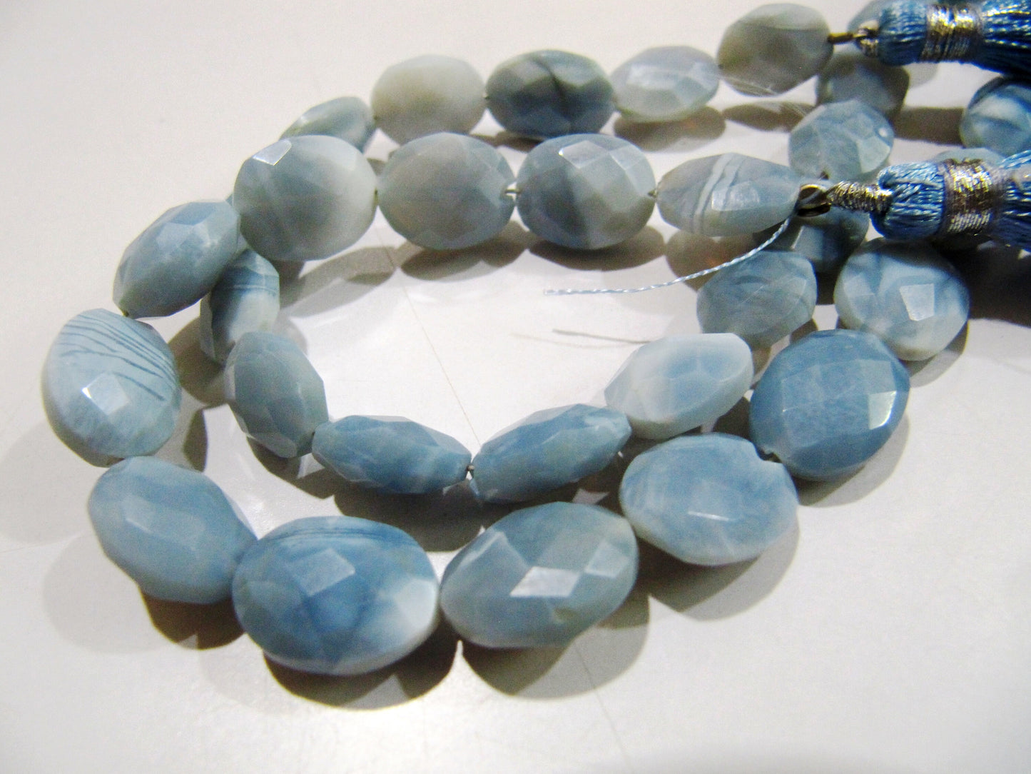 Natural Blue Opal Briolette Oval Faceted Beads 10x12mm to 12x15mm Size Sold per Strand 8 inches Long Top and Finesh Quality beads