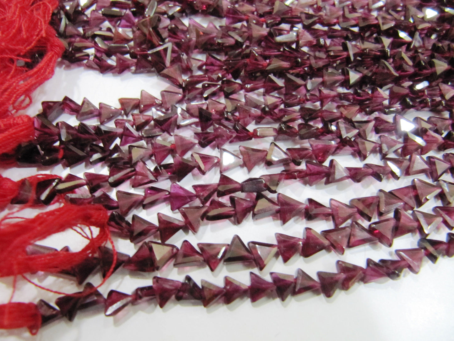 Natural Garnet Triangle Shape Faceted Beads 5 to 7mm , Strands 13 inch long , Semi Precious Fancy Shape beads sold Per Strand Wholesale rate