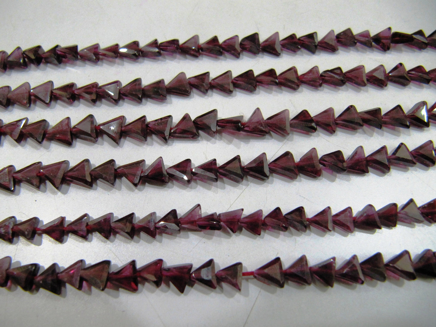 Natural Garnet Triangle Shape Faceted Beads 5 to 7mm , Strands 13 inch long , Semi Precious Fancy Shape beads sold Per Strand Wholesale rate