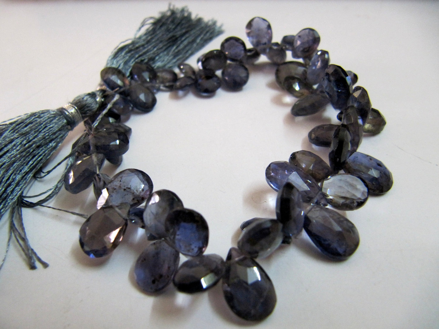 AAA Quality Natural Iolite Faceted Pear Drops Beads, Briolette Beads Side Drilled Size 5x7mm to 8x12mm, Strand length 8 inch,approx 60 beads