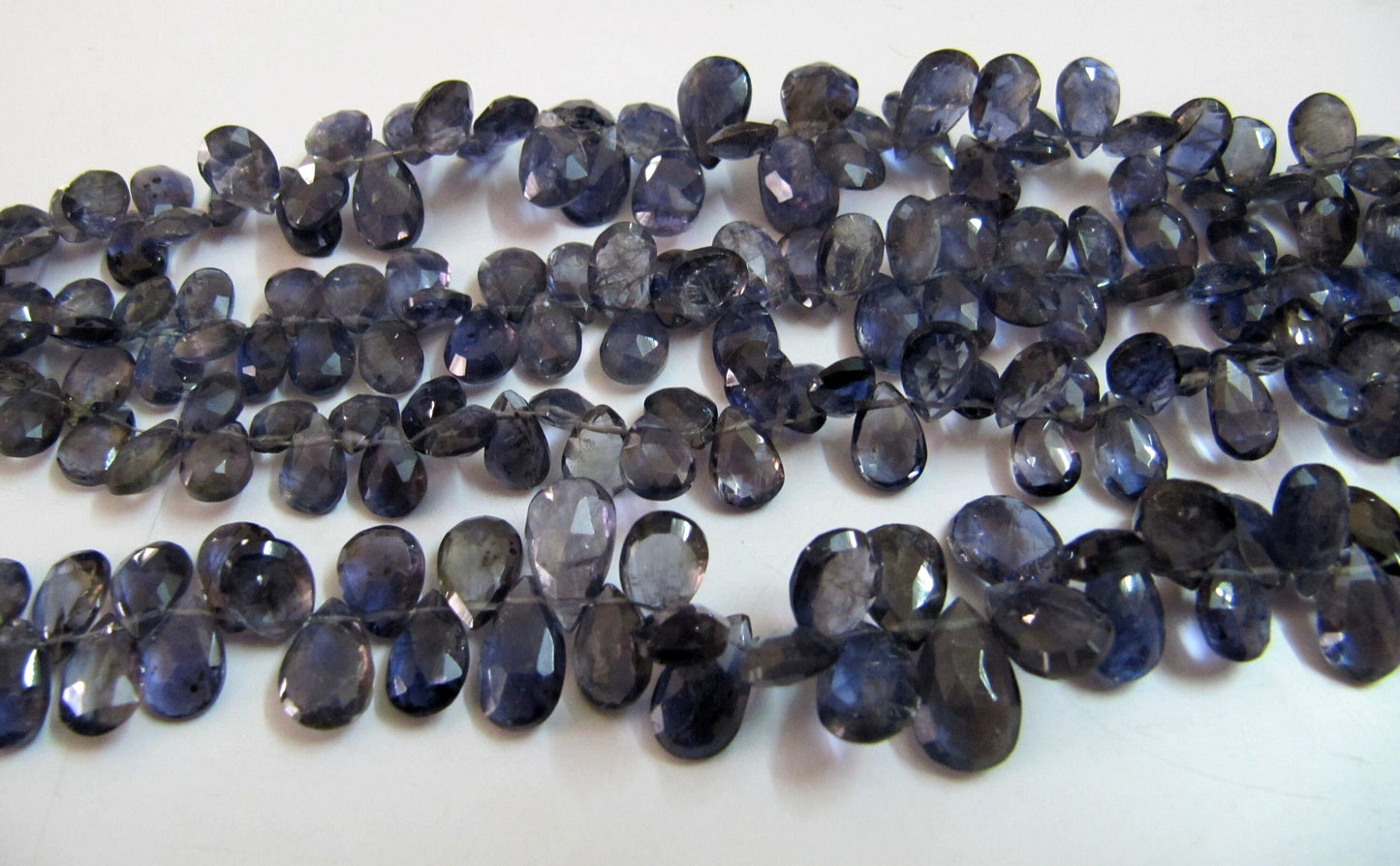 AAA Quality Natural Iolite Faceted Pear Drops Beads, Briolette Beads Side Drilled Size 5x7mm to 8x12mm, Strand length 8 inch,approx 60 beads