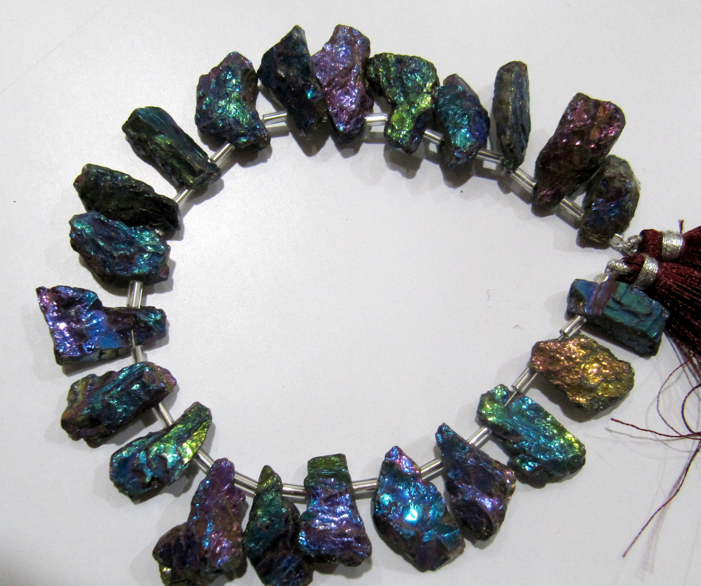 Gorgeous Titanium Rainbow Coated Rough Aquamarine Natural Beads, AB Mystic Coated 8 inches Strand,Beads Size 7x13mm to14x20mm,approx 20 bead