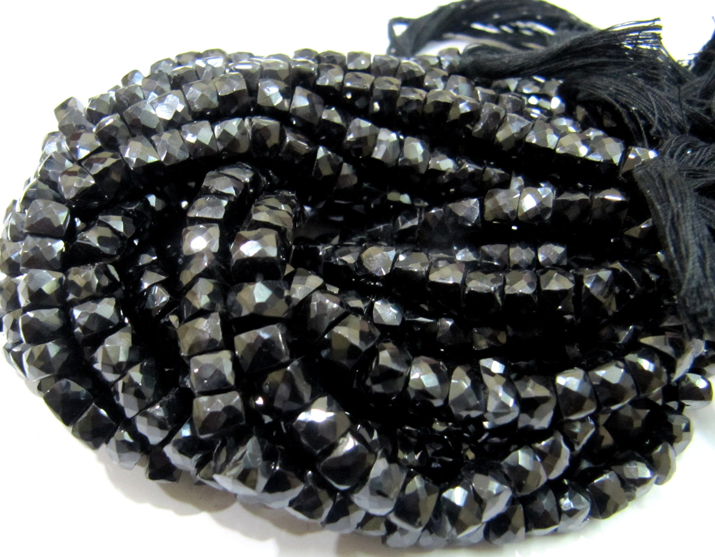 AAA Quality Black Spinel 3D Cube Beads 6 to 7mm , Black Spinel Faceted Box beads, Strand 8 inches Long, Sold Per String 30 to 35 beads