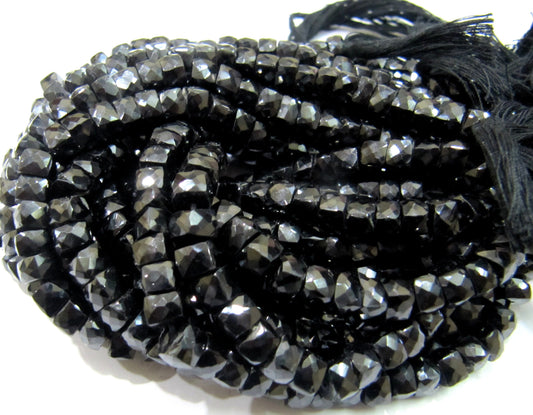 AAA Quality Black Spinel 3D Cube Beads 6 to 7mm , Black Spinel Faceted Box beads, Strand 8 inches Long, Sold Per String 30 to 35 beads
