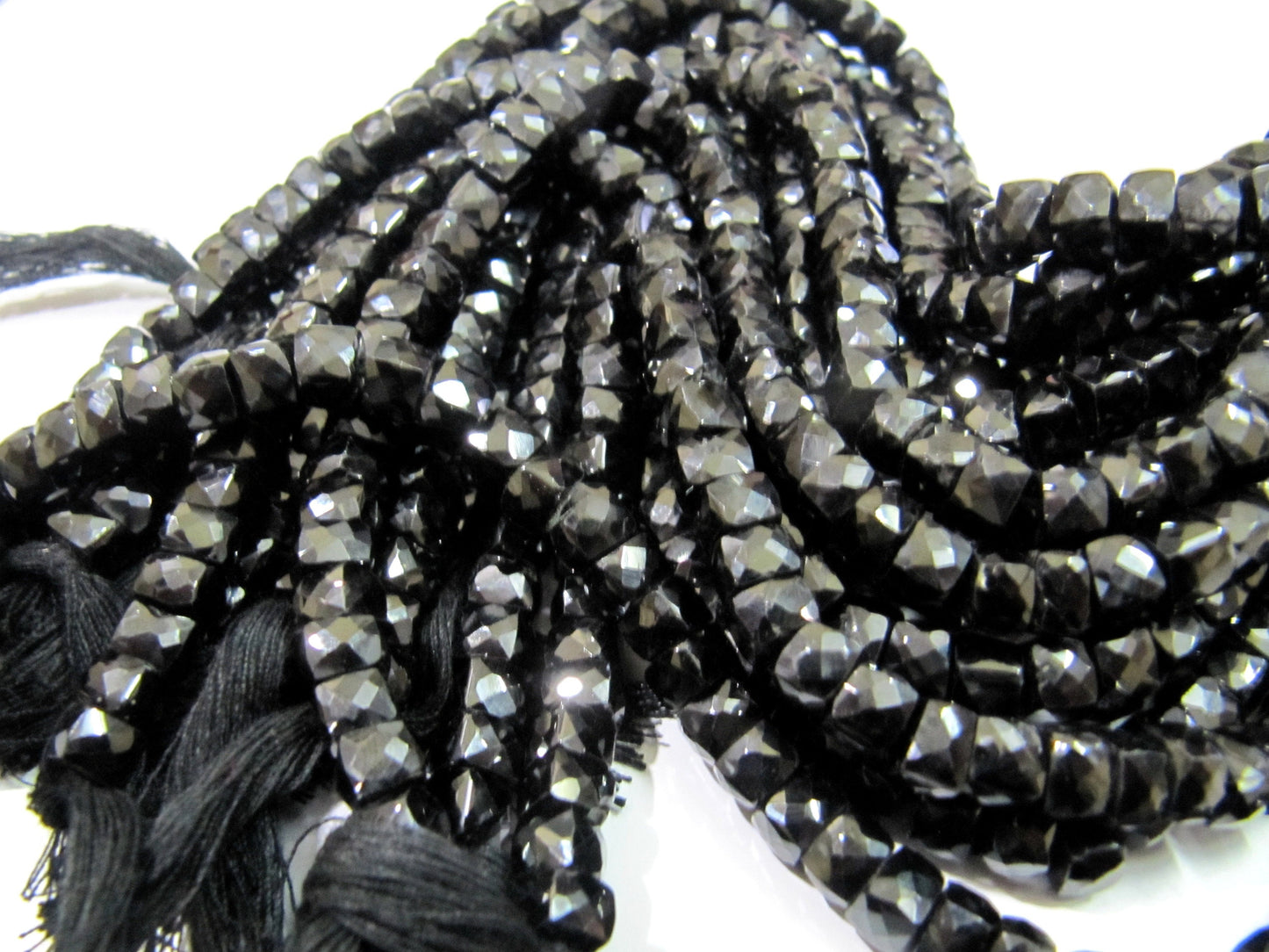 AAA Quality Black Spinel 3D Cube Beads 6 to 7mm , Black Spinel Faceted Box beads, Strand 8 inches Long, Sold Per String 30 to 35 beads